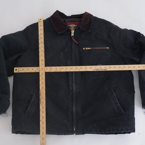 Vtg 90S Tough Duck Black Brown Corduroy Collar Heavyweight Cotton Detroit Jacket - Picture 4 of 16